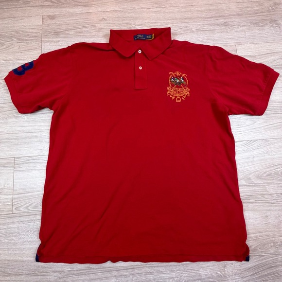 Polo Ralph Lauren Triple Pony Red International Polo Challenge Shirt Men 2XLT